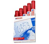 Edding 800 Marqueur permanent - rouge - 5 stylos - plastique, bois, métal | pointe biseautée 4-12 mm - pour des marquages larges - sèche vite, résiste à l'eau et aux frottements - pour carton - verre
