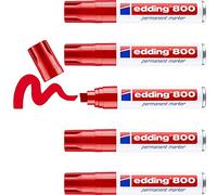 edding Marqueur permanent 800 – pointe biseautée 4–12 mm – rouge, lot de 5