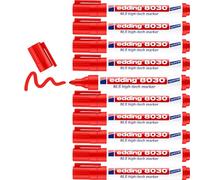 edding 8030 marqueur NLS high-tech - rouge - 10 stylos - pointe ronde 1,5-3 mm - marqueur inoxydable pour des marquages peu corrosifs - pour l'acier, le fer, l'aluminium et autres métaux