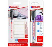 Edding 8040 Marqueur Textile Pour Marquage Permanent Des Textiles Et Vêtements ¿ Lavable Et Lavable À La Machine (+ Kit De Marquage À Linge (Avec 25 Étiquettes))