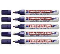 edding 8280 Securitas Lot de 5 marqueurs UV, largeur de trait env. 1,5 à 3 mm, permanents