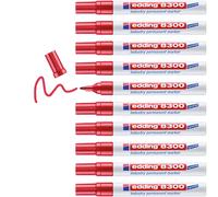 Edding 8300 Marqueur permanent spécial industrie - rouge - 10 stylos - pointe ronde 1,5-3 mm - pour marquer de façon permanente des surfaces légèrement huileuses et poussiéreuses