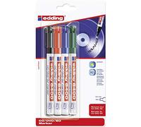 Edding 8400 marqueur pour CD/DVD/BD - multi-couleur - 4 stylos - pointe ronde,5-1 mm - pour un marquage longue durée des CD, DVD et disques Blu-ray