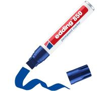 edding 850 Marqueur permanent - bleu - 1 stylo - pointe biseautée 5-15 mm | pour des marquages larges - sèche vite, résiste à l'eau et aux frottements - pour carton, plastique, bois, métal, verre