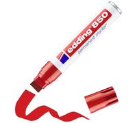edding 850 Marqueur permanent - rouge - 1 stylo - pointe biseautée 5-15 mm - pour des marquages larges - sèche vite, résiste à l'eau et aux frottements - pour carton, plastique, bois, métal, verre
