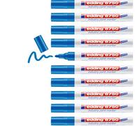 edding 8750 industry paint marker - bleu - 10 stylos - pointe ronde 2-4 mm - marqueur pour peinture pour écrire sur des surfaces poussiéreuses et légèrement huileuses, pneus, métal, verre et bois