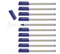 edding 89 Feutre fin - Bleu - 10 stylos - Pointe ronde extra-fine,3 mm - Feutre fin pour une écriture fine et précise, pour souligner, dessiner - pour le bureau, l'école et la maison