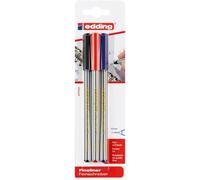 Edding 89 Feutre Fin - Noir Rouge Bleu - 3 Stylos - Pointe Ronde Extra-Fine,3 Mm - Feutre Fin Pour Une Écriture Fine Et Précise, Pour Souligner, Dessiner - Pour Le Bureau, L'école Et La Maison.[G1493]