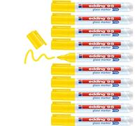 edding 95 marqueur pour verre - jaune - 10 stylos - pointe ronde 1,5-3 mm - marqueurs effaçables pour vitres - marquer des surfaces en verre (vitres, tableaux,tableau blancs) - effaçables à sec