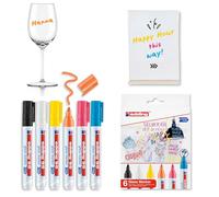 edding 95 marqueur pour verre - multi-couleur - 4 stylos - pointe ronde 1,5-3 mm - marqueurs effaçables pour vitres - marquer des surfaces en verre (vitres, tableaux,tableau blancs) - effaçables à sec