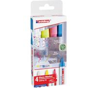 edding 95 marqueur pour verre - multi-couleur - 4 stylos - pointe ronde 1,5-3 mm - marqueurs effaçables pour vitres - marquer des surfaces en verre (vitres, tableaux,tableau blancs) - effaçables à sec