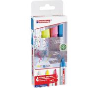 Edding 95 Marqueur Pour Verre - Multi-Couleur - 4 Stylos - Pointe Ronde 1,5-3 Mm - Marqueurs Effaçables Pour Vitres - Marquer Des Surfaces En Verre (Vitres, Tableaux,Tableau Blancs) - Effaçables À Sec