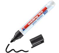 Edding 95 marqueur pour verre, noir, 1 stylo, pointe ronde 1, 5-3 mm, marqueurs effaçables pour vitres, marquer des surfaces en verre (vitres, tableaux, tableau blancs), effaçables à sec