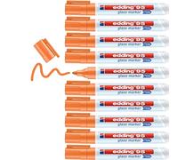 edding 95 marqueur pour verre - orange - 10 stylos - pointe ronde 1,5-3 mm - marqueurs effaçables pour vitres - marquer des surfaces en verre (vitres, tableaux,tableau blancs) - effaçables à sec
