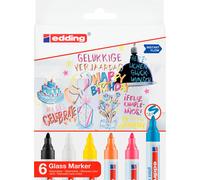 edding 95 Marqueurs pour tableaux blancs en verre, couleurs assorties 1,0 - 5,0 mm, 6 pces