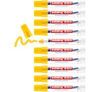 edding 950 Marqueur spécial industrie - jaune - 10 stylos - pointe ronde 10 mm - marqueur pour écrire sur métal, roches, bois - surfaces rugueuses ou humides - permanent, étanche