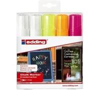 Edding Marqueur craie 4090 4-4090-5999 Blanc, Blanc, Jaune fluo, Orange fluo, Rose fluo 4 mm/15 mm
