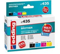 Edding Encre remplace Brother LC-1100BK, LC-1100C, LC-1100M, LC-1100Y compatible pack bundle noir, cyan, magenta, jaune EDD-435