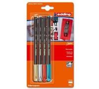 edding Feutres de coloriage 1200 – Métalliques, 4 stylos multicolores, pointe ronde 1–3 mm