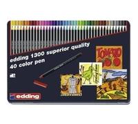 edding 1300 feutre de coloriage fin pointe moyenne - multicolore - 40 stylos - pointe ronde 2 mm - pour dessiner et écrire - pour l'école, les mandalas, le doodling, les bullet journals