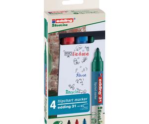 Edding E-31 EcoLine Marqueur permanent pointe ogive moyenne - Pochette de 4 couleurs assorties