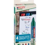 Edding E-31 Marqueur permanent pointe ogive moyenne - Pochette de 4 couleurs assorties
