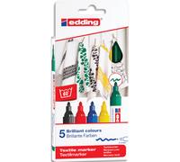 EDDING e-4500 Pochette de 5 marqueurs textile basic colours