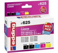 edding EDD-625 2x noir, cyan, magenta, jaune Cartouches d'encre compatibles avec Canon PGI-580XXL BK, CLI-581XXL BK/C/M/Y, lot de 5
