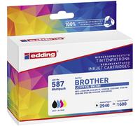 Edding Encre remplace Brother LC-3219XLBKCMY compatible pack bundle noir, cyan, magenta, jaune EDD-587 18-587-01