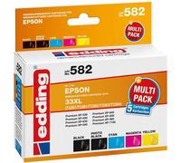 Edding Encre remplace Epson 33XL, T3357, T3351, T3361, T3362, T3363, T3364 compatible pack bundle noir, noir photo, cyan, magenta