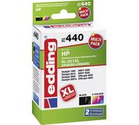 Edding Encre remplace HP 301XL, CH563EE, CH564EE compatible pack bundle noir, cyan, magenta, jaune EDD-440