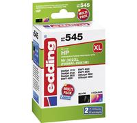 Edding Encre remplace HP 302XL, F6U68AE, F6U67AE compatible pack bundle noir, couleur 18-545 18-545