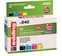 edding EDD-540 Lot de 4 cartouches d'encre compatibles avec HP 934XL/935XL (C2P23/C2P24/C2P25/C2P26) Noir/cyan/magenta/jaune 1 x 45 + 3 x 12 ml