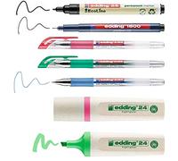edding - Étui personnel pour le bureau - Set de 7 stylos - 1 feutre fin, 3 stylo en gel, 1 marqueur indélébile, 2 surligneurs - set d'écriture sur le papier - pour le bureau en entreprise ou chez soi