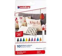 edding Feutre pour textiles 4600 – étui 10 couleurs (Basic) – pointe ronde 1 mm – lavable 60 °C