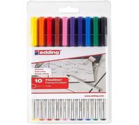 Edding 89 Feutre fin - Etui de 10 couleurs vives - Pointe ronde extra-fine,3 mm - Feutre fin pour une écriture fine et précise, pour souligner, dessiner - pour le bureau, l'école et la maison