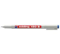 edding 150 S stylo non-permanent - bleu - 1 stylo - plume ronde,3 mm - stylo pour écrire sur le verre, le plastique, les feuilles et les surfaces lisses - séchage rapide, peut être corrigé à l'eau