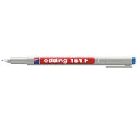 edding 151 F stylo non-permanent - bleu - 1 stylo - plume ronde,6 mm - stylo pour écrire sur le verre, le plastique, les films et les surfaces lisses - séchage rapide, peut être corrigé à l'eau