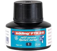 edding FTK 25 recharge d'encre - noir - 25 ml - avec système capillaire, idéal pour recharger proprement et sans complication presque tous les marqueurs edding pour tableaux de conférence.