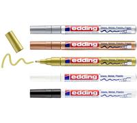 Edding Glanzlackmarker 4-751-5-999 Marqueur peinture noir, blanc, or, argent, cuivre 2 mm, 4 mm