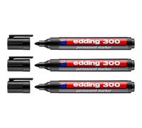 edding Industry 4-3000001 Lot de 3 marqueurs permanents à pointe ogive pour lettrage sur carton, métal, caoutchouc et verre Noir 1,5 à 3 mm