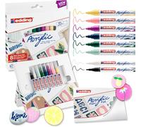 edding Kit pour débutants peinture acrylique petit - marqueurs acryliques fins,moyens, bloc de cartes postales - etui de 8 couleurs (nordiques) - peinture acrylique pour la toile,la pierre