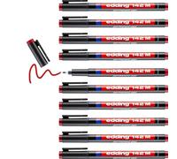 Edding Lot De 10 Feutres Permanent 142m Rouge Pointe Moyenne 1 Mm
