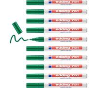 Edding Lot De 10 Marqueurs Peinture 751 Vert Corps Alu Pointe Ronde 1-2 Mm