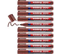 Edding Lot De 10 Marqueurs Permanent 300 Marron Pointe Ronde 1,5-3 Mm