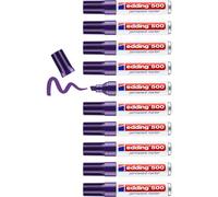 Edding Lot De 10 Marqueurs Permanent 500 Corps Alu Violet Pointe Biseautée 2-7 Mm