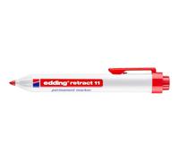 edding retract 11 Marqueur permanent - Rouge - 10 stylos - Pointe ronde 1,5-3 mm - Imperméable, sèche vite - pour une utilisation facile d'une seule main - pour carton, plastique, bois, métal, verre