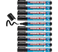 Edding Lot De 10 Marqueurs Pour Chevalets 383 Noir 1-5 Mm