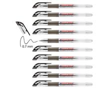 Edding Lot De 10 Rollers Encre Gel Grip 2185 Noir Pointe 0,7 Mm