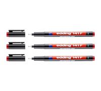 EDDING Lot de 3 Feutres Permanent 141F Rouge Pointe Fine 0,6 mm
